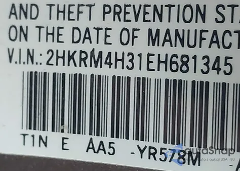 2014 Honda Cr-V Lx из США, поврежденный, VIN 2HKRM4H31EH681345